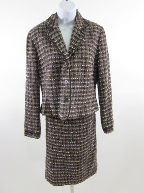 BILL BLASS Purple Tweed Skirt Jacket Suit Set Sz 14  