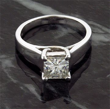 82 CT 14KW MOISSANITE LUCERN SQUARE / PRINCESS RING  