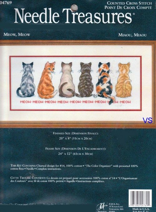 JCA Needle Treasures Counted Cross Stitch kit 20 x 8 ~ MEOW MEOW 