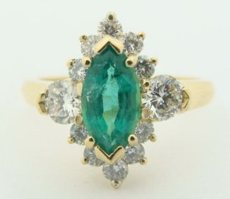 Designer Kurt Wayne 18K Gold Emerald & Diamond Ring  