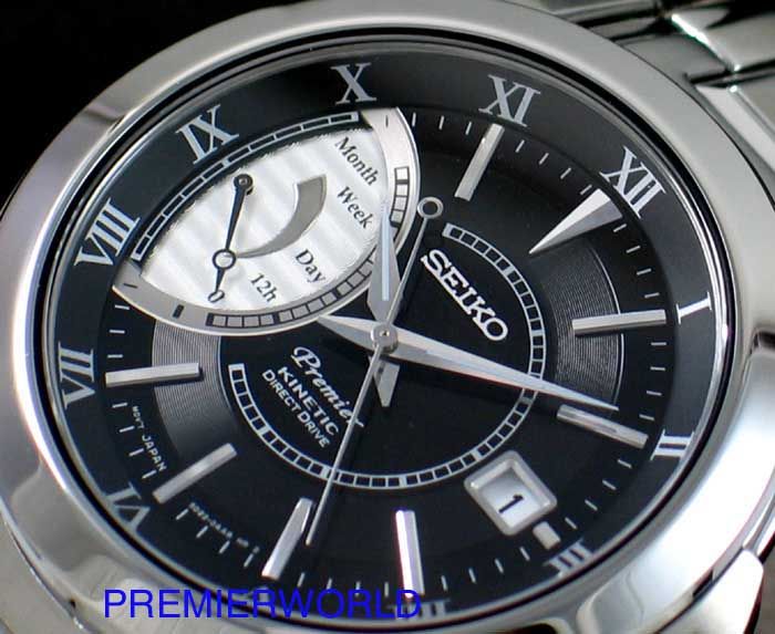 SEIKO MENS PREMIER KINETIC DIRECT DRIVE ROMAN 100M WATCH SRG001P1