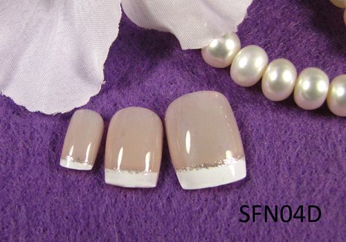 24 Acrylic Pre Glued French False Short Nail Tips SFN4D  