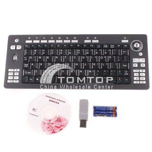 Mini USB 2.4G Wireless RF Media Keyboard+ Trackball  