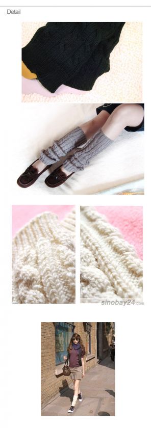 S1100106 WINTER KNIT LEG WARMER SOCKS White  