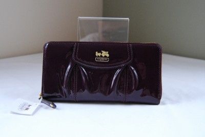 228 Coach 46620 Accordion Zip Around Wallet Plum  