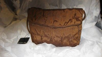 Beautiful NWT Mycra Pac One Brown Rouched Handbag  