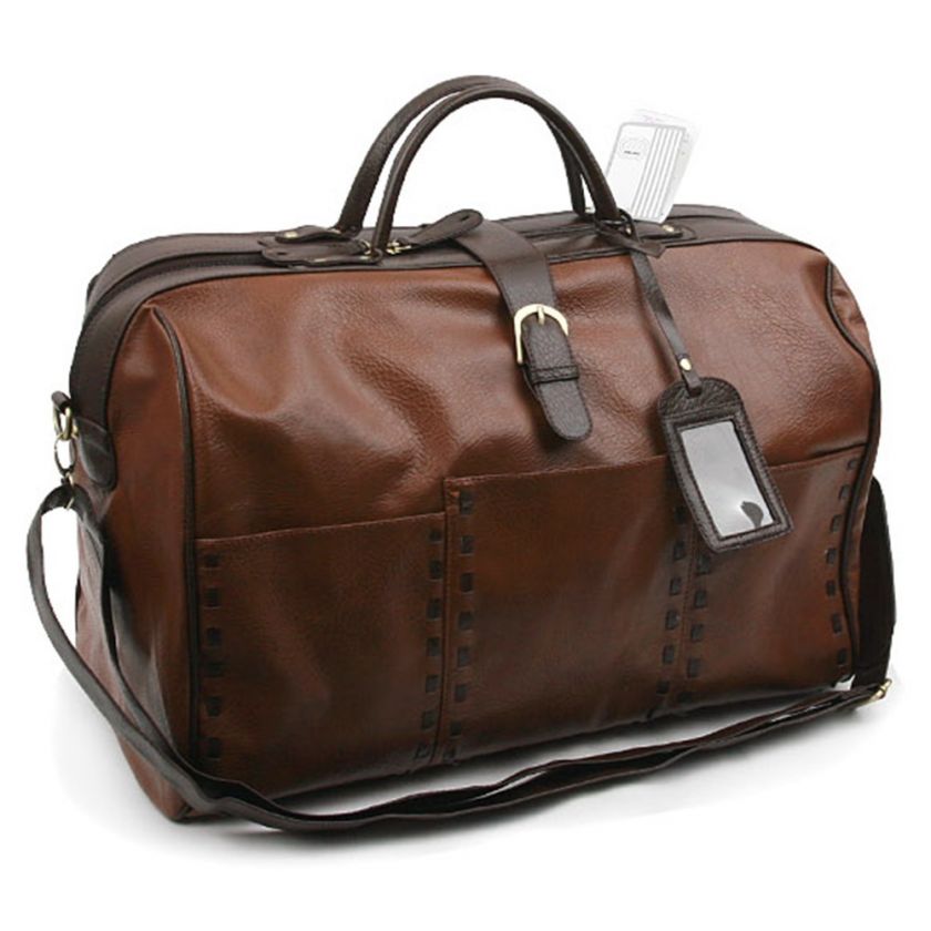 Mens Leather Travel Luggage Gym Shoulder Bag Tote 7023E  