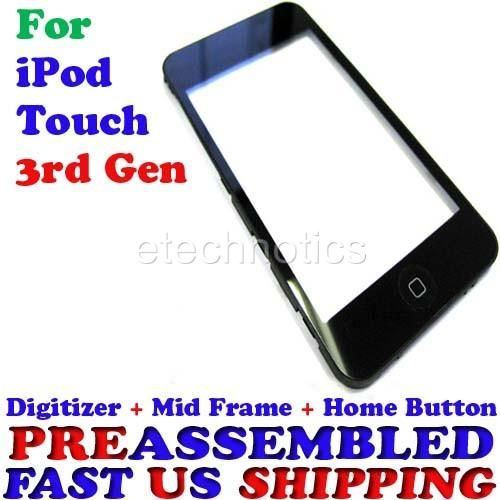 NEW iPod Touch 3rd Gen Screen Glass Digitizer+Bezel Frame Replacement 