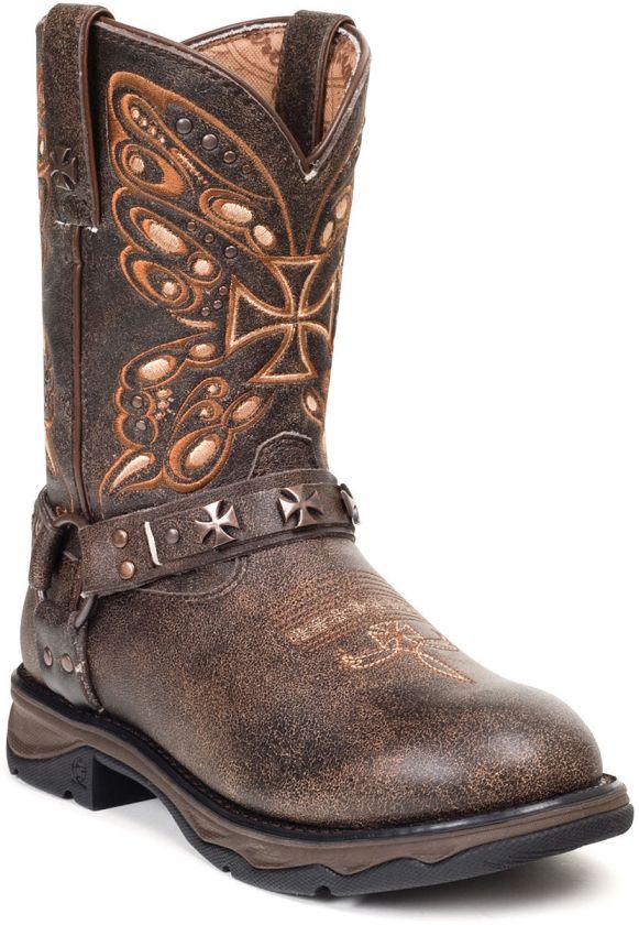 DURANGO Womens RD3524 FLIRT Brown Western Butterfly Cross 9 Cowgirl 