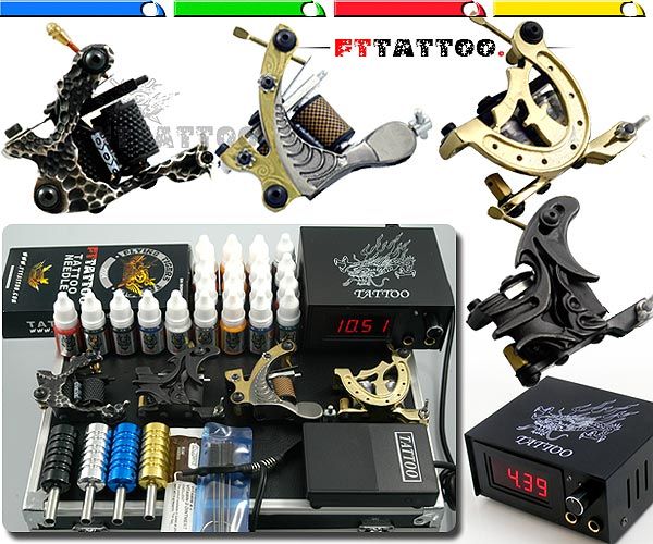 Complete Tattoo Kit 4 Machine Gun Power Needle 20 Link  