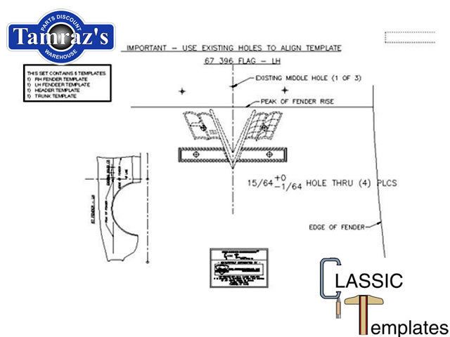 67 Camaro SS 396 Fender Header Trunk Emblem Template  