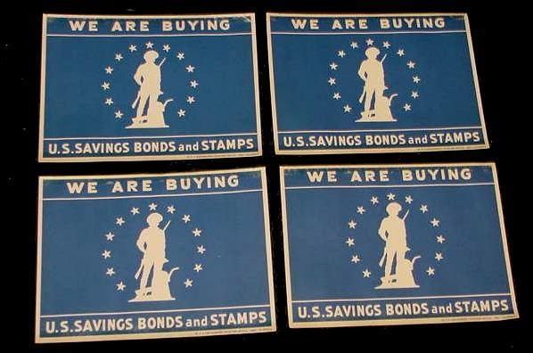 1942 WE ARE BUYING US SAVING BONDS WINDOW STICKER WWII  