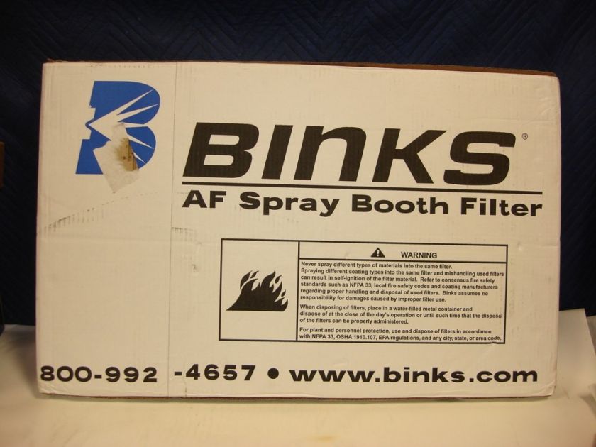 BINKS 29 2186 3 SPRAY/PAINT BOOTH AF FILTER NEW  