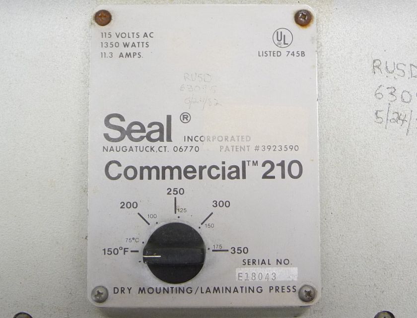 SEAL 210 COMMERCIAL HEAT LAMINATING DRY MOUNT PRESS  