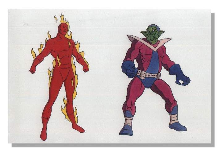 FANTASTIC FOUR HUMAN TORCH MARVEL ANIMATION CARTOON CEL  