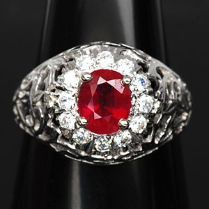 925 SILVER VINTAGE FASHION RING NATURAL GEM RUBY SIZE 9  