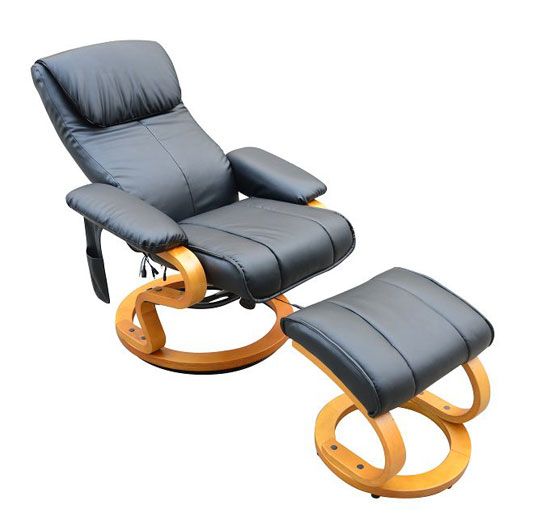 AOSOM Black Leather PU TV Office Recliner Vibrating Massage Chair With 