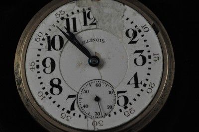 VINTAGE 18S ILLINOIS 17J BUNN POCKETWATCH RUNNING  