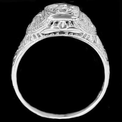 VINTAGE ANTIQUE ROUND DIAMOND COCKTAIL FILIGREE RING  