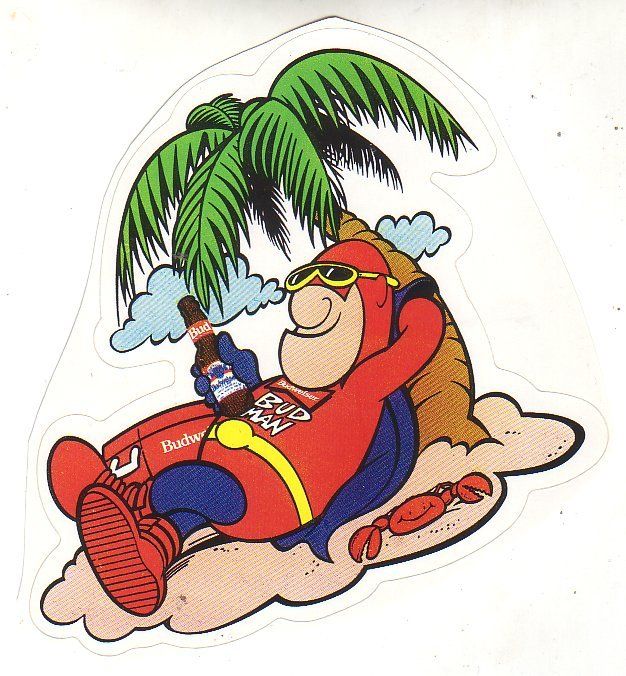 Budweiser Bud Man Budman Beachbum Sticker  