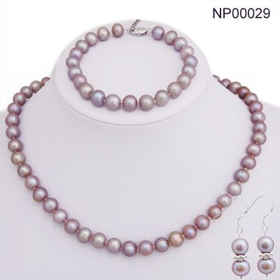 9mm Freshwater Pearls Necklace Bracelet Earring Set  