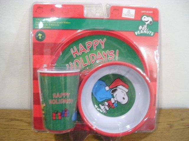 Peanuts Snoopy holiday feeding dishes set plate bowl  