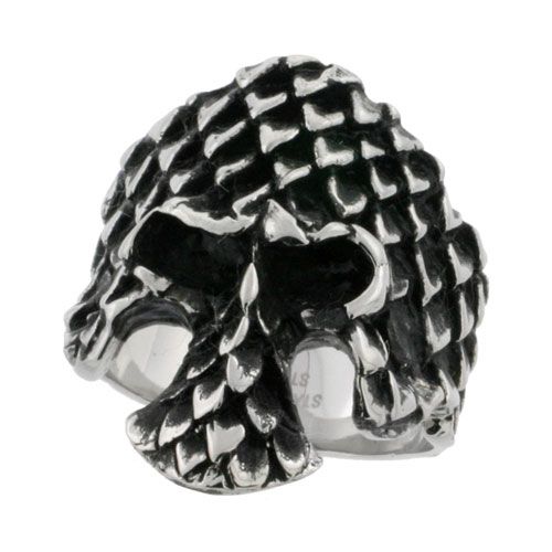 Stainless Steel GOTHIC SCALY SKULL RING sz 9 15 rss108  