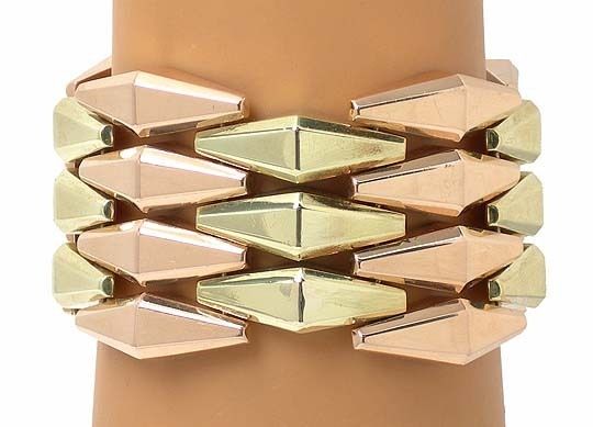 IMPRESSIVE 14k PINK & YELLOW GOLD GEOMETRIC BRACELET  