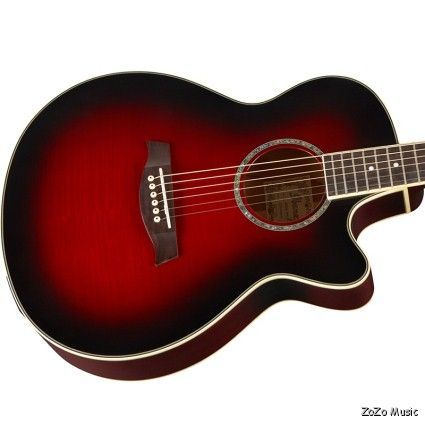 IBANEZ AEG20E FLAMED SYCAMORE TOP TRANS RED SUNBURST ACOUSTIC ELECTRIC 