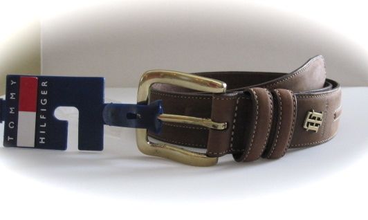 TOMMY HILFIGER BROWN NUBUCK LEATHER BELT SIZE 36  