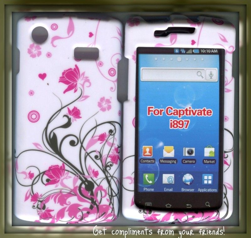 Samsung i897 Captivate Galaxy S android snap on hard cover case flower 