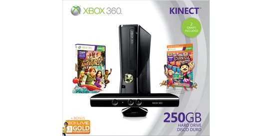 XBOX 360 KINECT 250GB BUNDLE S9G 00005 + 2 GAMES + XBOX LIVE BRAND NEW 