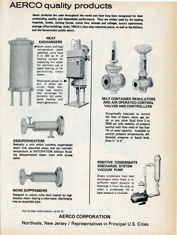 AERCO Corporation Pump Heat Exchanger Valve Ad Pg 1972  