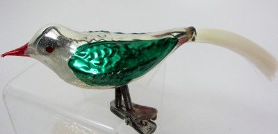   Vintage Blown Glass Ornament BIRD SWAN Lot 3 Spun Tails Clip  