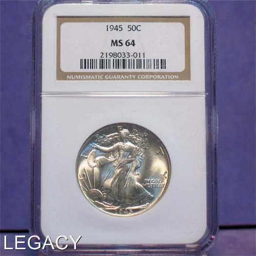 1945 P WALKING LIBERTY HALF DOLLAR NGC MS64 (PN+  