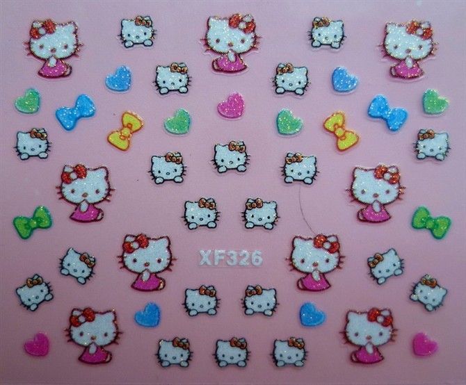 NEW SPARKLY HELLO KITTY 3D NAIL/DECAL/STICKERS~30 DESIGNS NEW CARTOON 