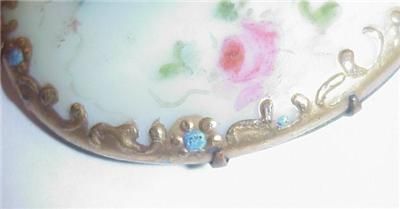 ANTIQUE LIMOGES PORCELAIN PIN BROOCH 1890S  