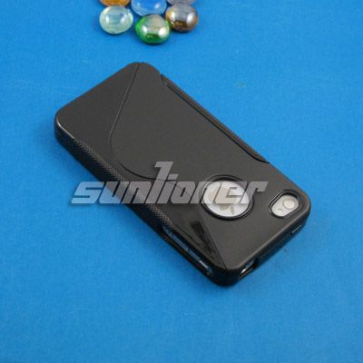   Skin Cover for iPhone 4S or iPhone 4 +Screen Guard,Black Color  