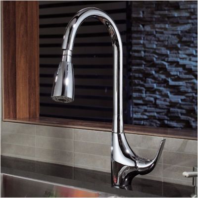 Kraus 18.5 Pull  Out Kitchen Faucet w Single Lever Handle Chrome KPF 