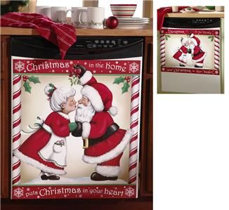 Kissing Santa Christmas Dishwasher Cover Magnet Small  