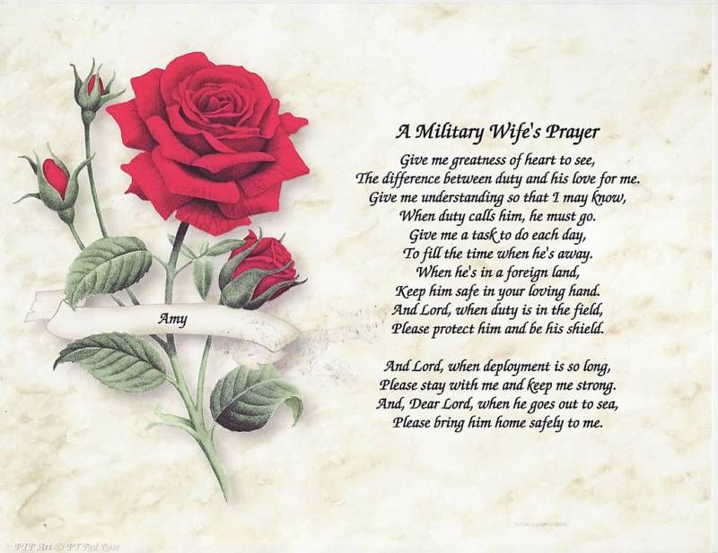 ARMY MILITARY Wife Poem Prayer Personalized Name Print  