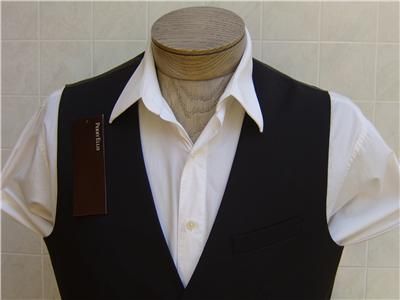   Mens Dress Vest L Solid Black Suit Coat Tuxedo Button Down Pocket NWT