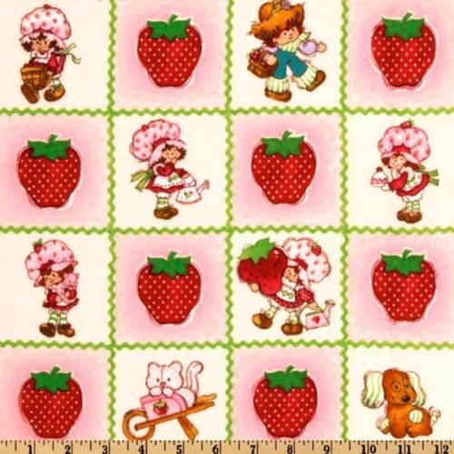 Strawberry Shortcake Flannel fabric Garden Fun  squares  