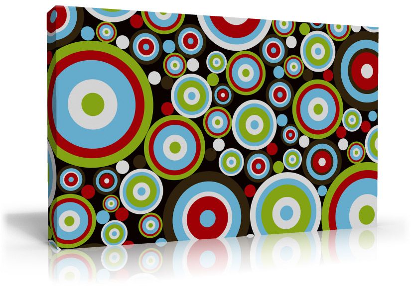 FUNKY RETRO CIRCLES PATTERN ART CANVAS MODERN RED GREEN  