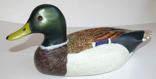 Hand Carved Wood Decor Decoy Mallard Duck hand painted 1985  