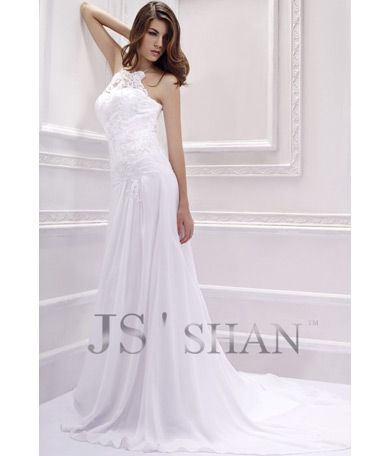 Jsshan Embroidery Lace Empire Beading Beach Bridal Gown Wedding Dress 