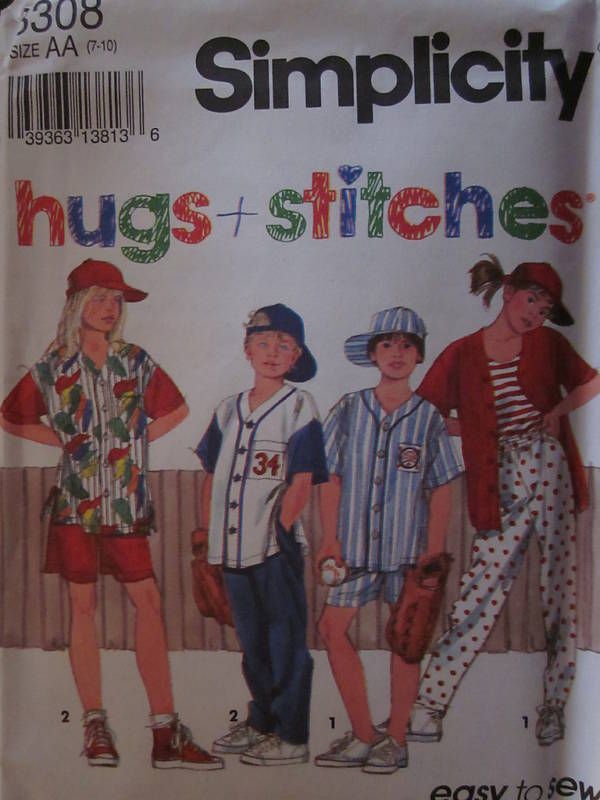 Simplicity Pattern 8308 Childs Baseball Jersey 7 14  