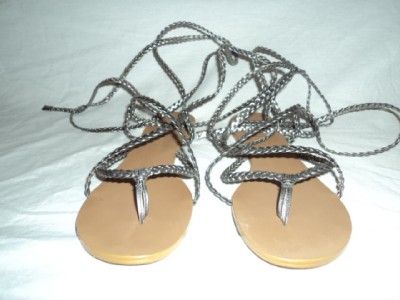 COLIN STUART Ankle Wrap Braided Sandals Pewter 8 $39.00  