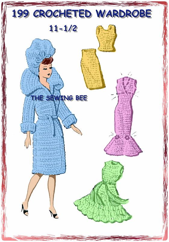 199 Crochet Barbie Wardrobe Doll Pattern 11.5  