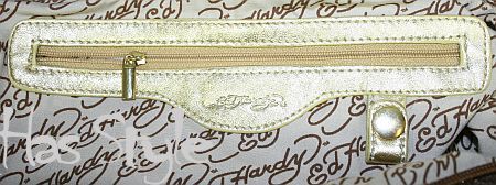 Ed Hardy TRIBECCA Death Before Dishoner Handbag GOLD  